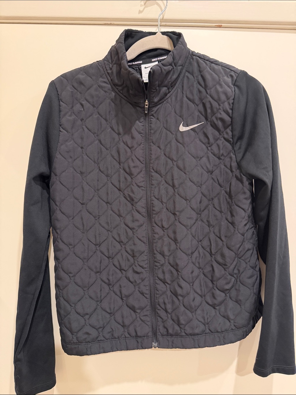 Nike Black Quilted Full-Zip Jacket with Swoosh
